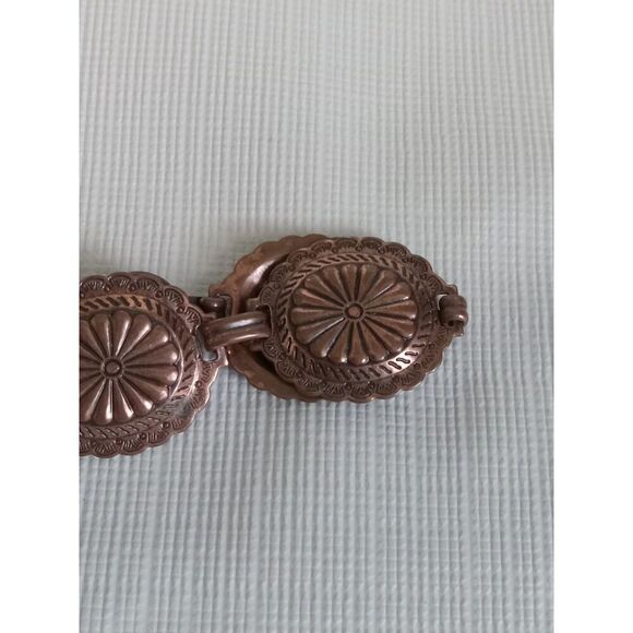 Copper Concho Oval Link Panels Lightweight Southwestern Style Vintage Bracelet - Picture 7 of 10